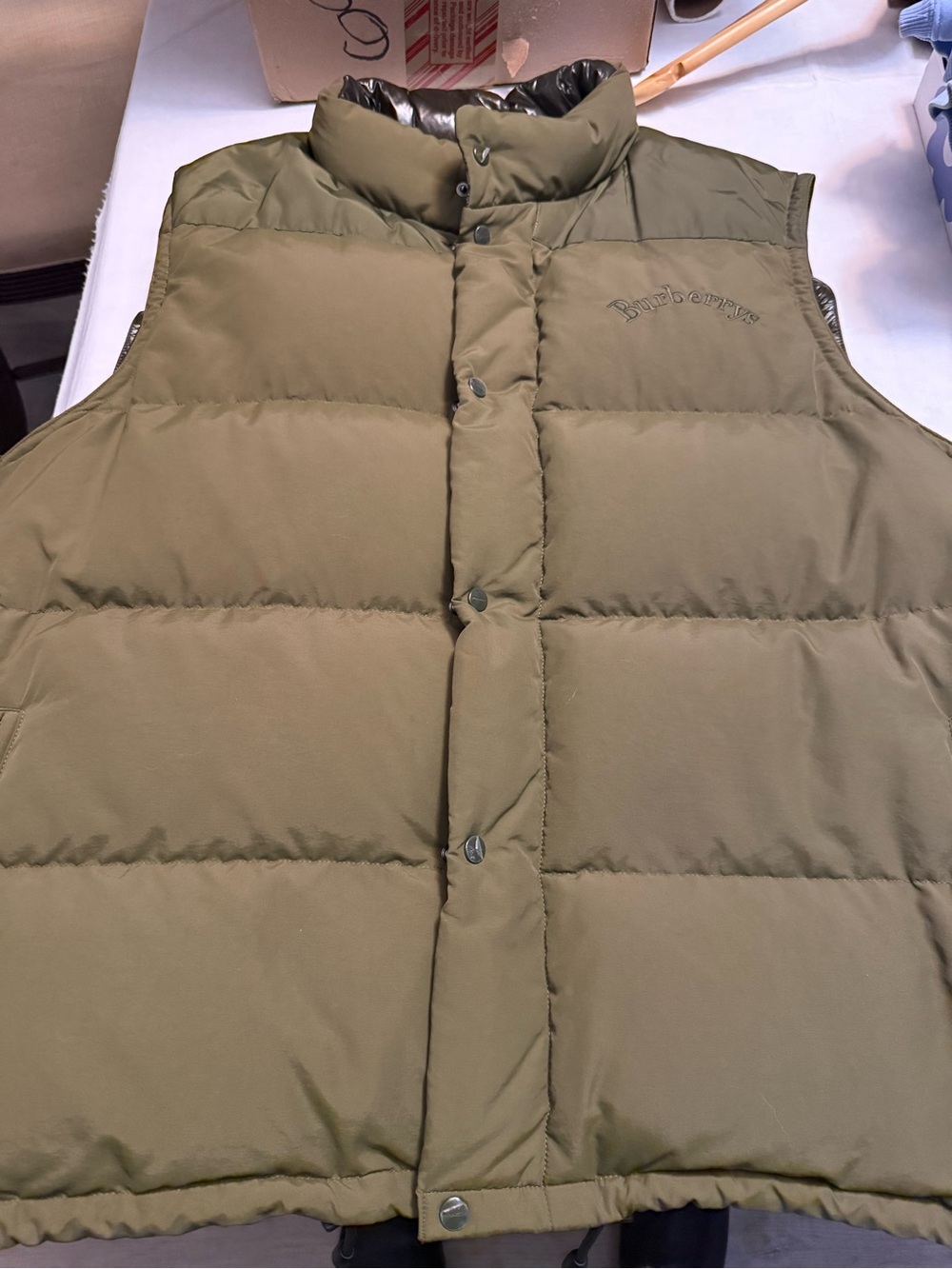Burberry Olive Green Quilted Puffer Vest 2XL US RARE 🔥🔥🔥